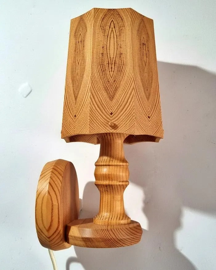 Vintage Scandinavian Pine Wall Light – Handmade Swedish Wooden Sconce, 1970s, authentic vintage, one-of-a-kind pieces, timeless charm