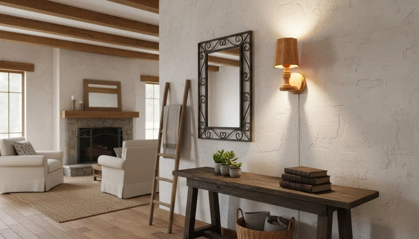 Vintage Scandinavian Pine Wall Light – Handmade Swedish Wooden Sconce, 1970s illuminating rustic modern living room with timeless charm.