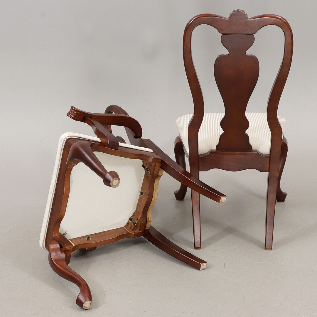 Set of 6 Mahogany Dining Chairs, Queen Anne Style, Hand Carved Shell Back Chairs showcasing authentic vintage timeless charm.