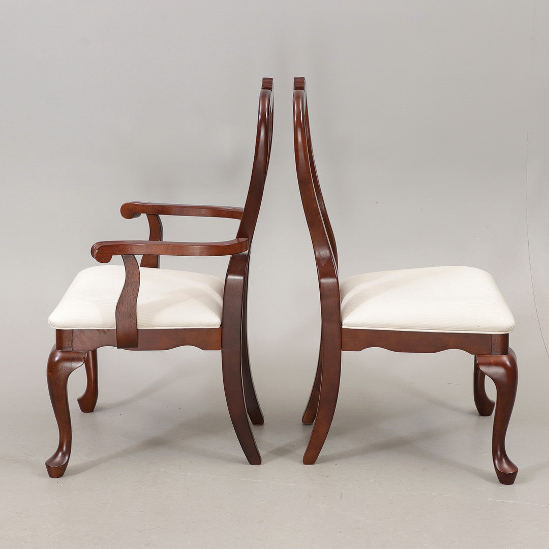Set of 6 Mahogany Dining Chairs, Queen Anne Style, Hand Carved Shell Back Chairs with timeless charm and authentic vintage appeal