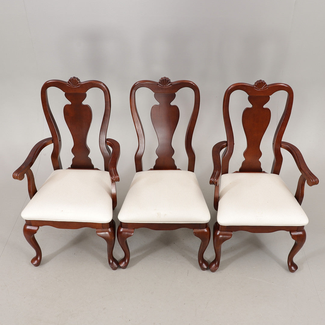 Set of 6 Mahogany Dining Chairs, Queen Anne Style, Hand Carved Shell Back Chairs with timeless charm and authentic vintage appeal