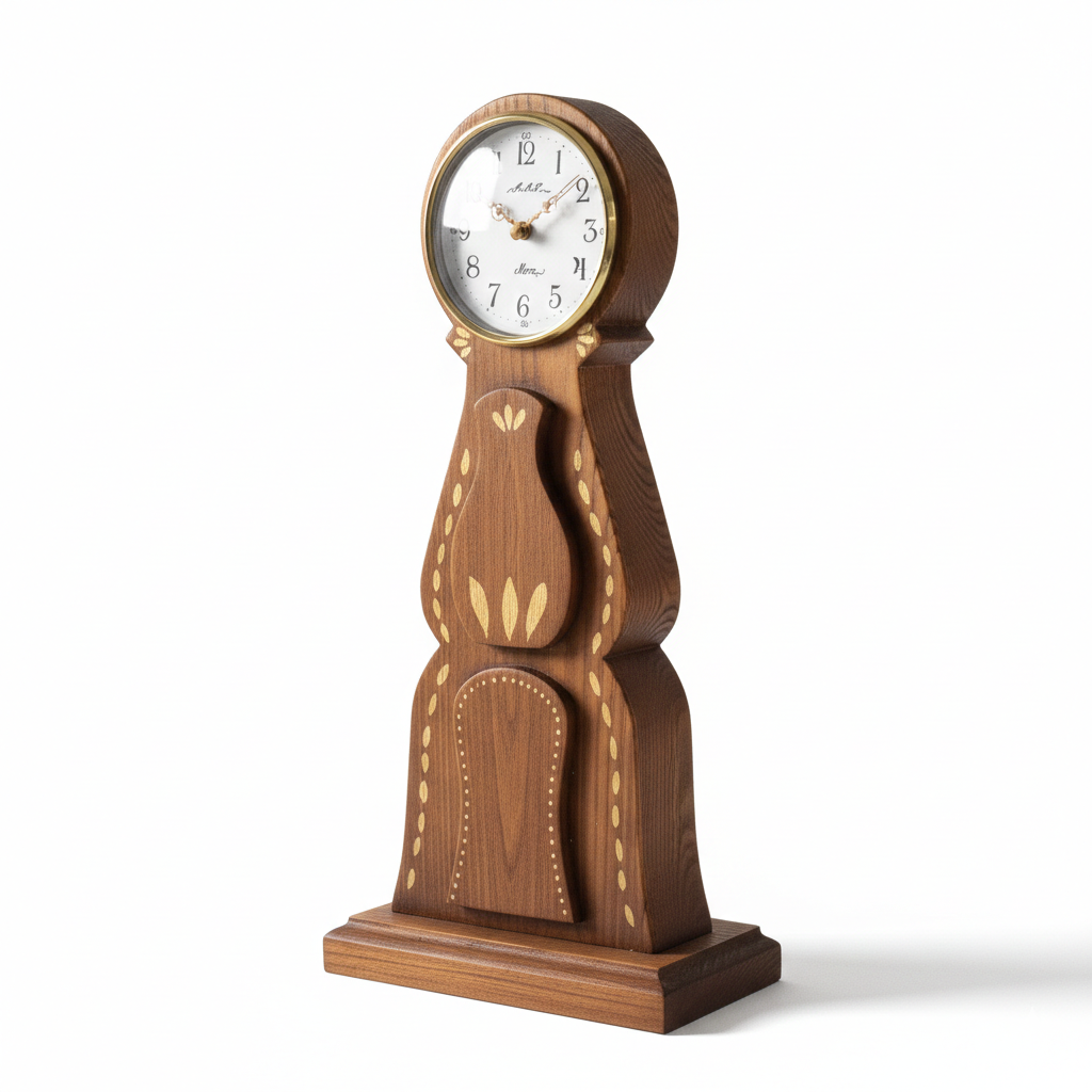 Vintage Swedish Mora-Style Wooden Clock – Hand-Painted Folk Art with authentic vintage charm and Scandinavian mid-century modern design.