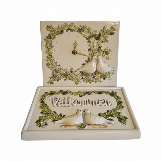 Vintage Jie Gantofta Ceramic Wall Plaques - Aimo Nietosvuori Floral Design - Set of 2