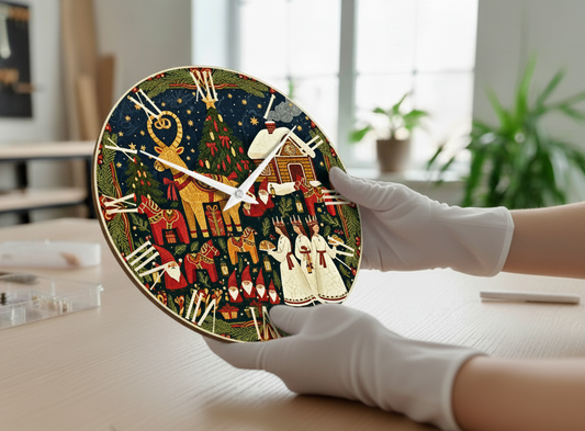 Swedish Christmas Wall Clock – Dala Horse "God Jul" | Scandinavian Holiday Style