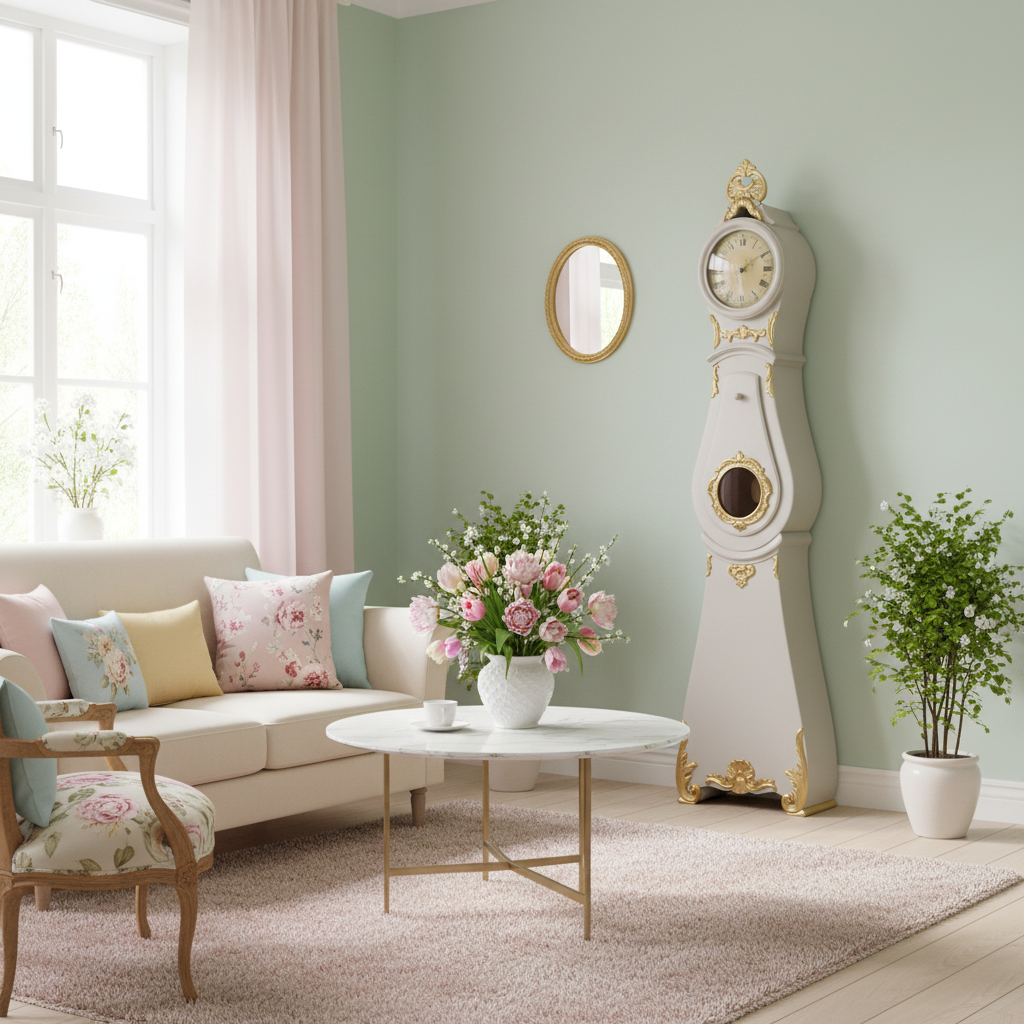 Vintage Swedish Mora Clock in Gustavian Style  – Working Chiming Clock