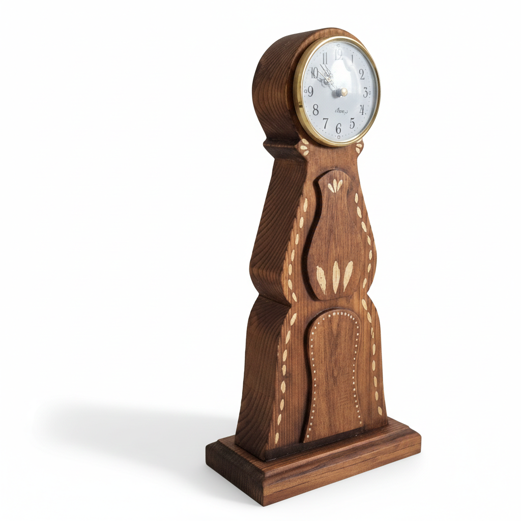 Vintage Swedish Mora-Style Wooden Clock – Hand-Painted Folk Art, authentic vintage piece with timeless charm and Scandinavian mid-century style.