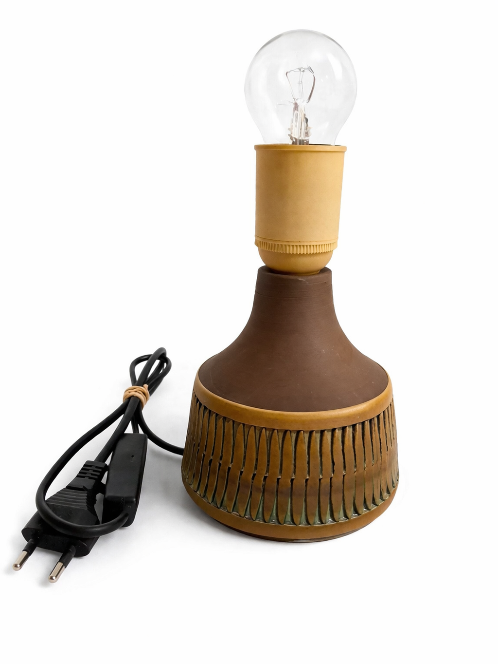 Ceramic Table Lamp Base – Konsthantverkaren, Hand-Thrown Stoneware, Sweden, 1960s–1970s