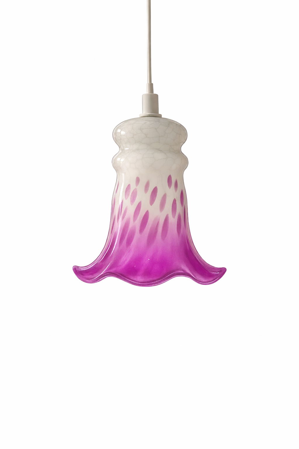 Vintage Tre Bockar Glass Pendant Lamp – Handblown Swedish Design with white and purple gradient glass shade